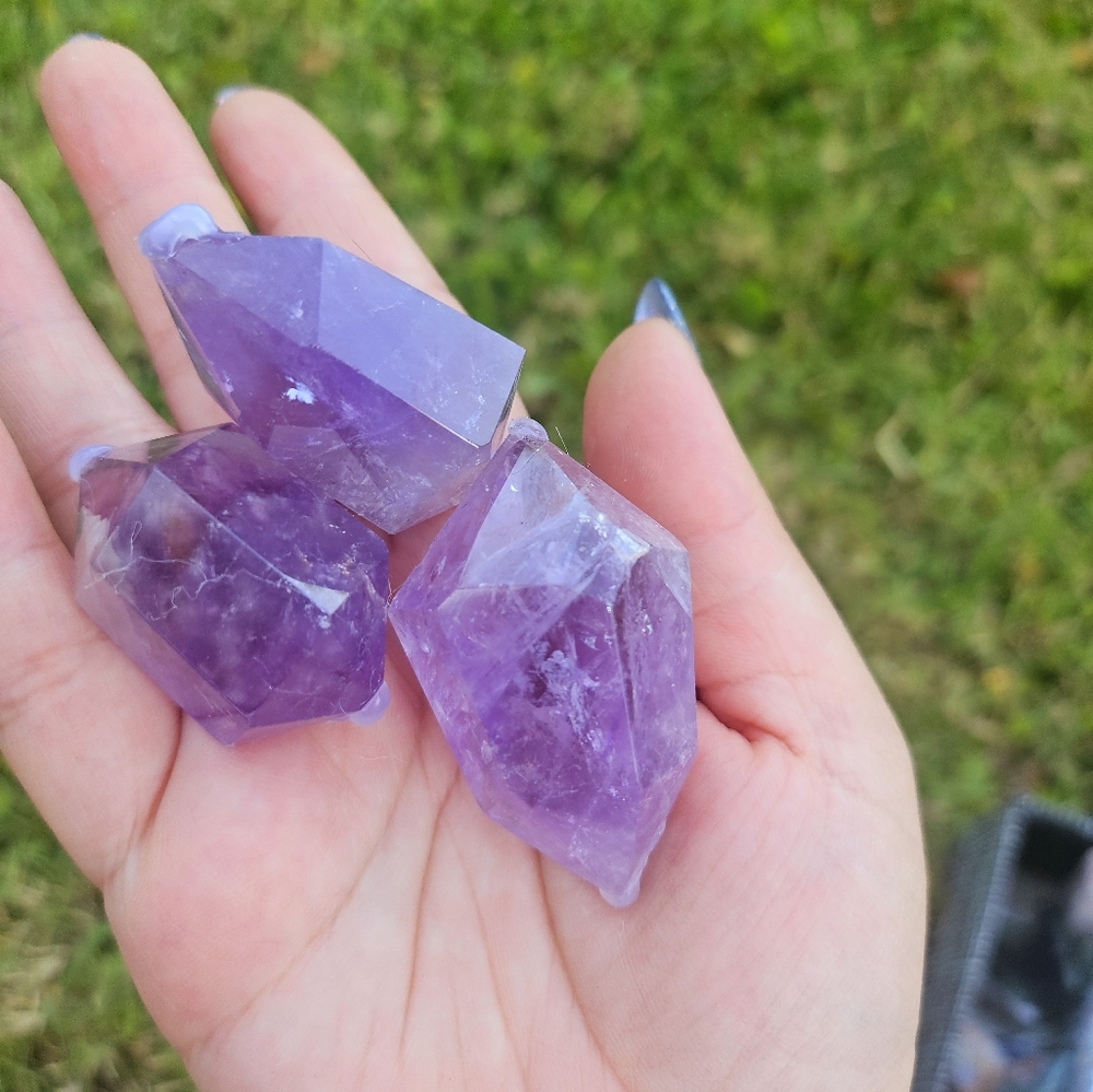 3 amethyst double points - Picture 4 of 5